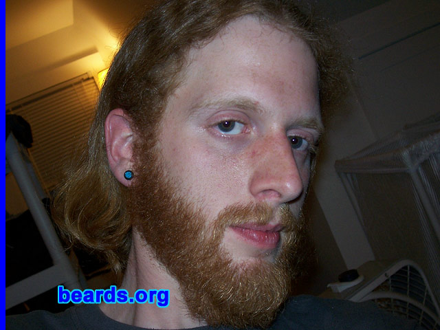 Josh
Bearded since: 2007.  I am an experimental beard grower.

Comments:
Nobody else my age had one, so I wanted to grow one. Plus my hair is red, so I thought the red beard would rock.

How do I feel about my beard?  Could be a little thicker. I don't tend to it enough, either, so it gets a little wild.
Keywords: full_beard