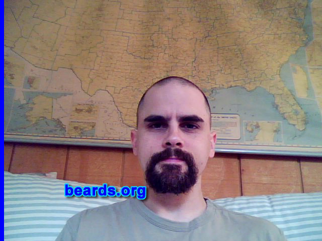 Raymond
Bearded since: 2013. I am an experimental beard grower.

Comments:
Why did I grow my beard? I immediately joined the military after graduating high school. During my twenty-two-year career, I was not allowed to grow anything beyond a neatly trimmed mustache. Now that I have retired and am approaching my forties, I feel that a beard is long overdue. In my mind, beards represent a mature male and it is time that I look like one.

How do I feel about my beard? After attempting to grow a full beard for the first month, I came to realize that it just wasn't possible. So I decided to just keep going with what my genetics gave me and I really like the look of it. One downside is that eating anything is a real mess.  But I can live with that. Now I'm trying to figure out how long is long enough.
Keywords: goatee_mustache
