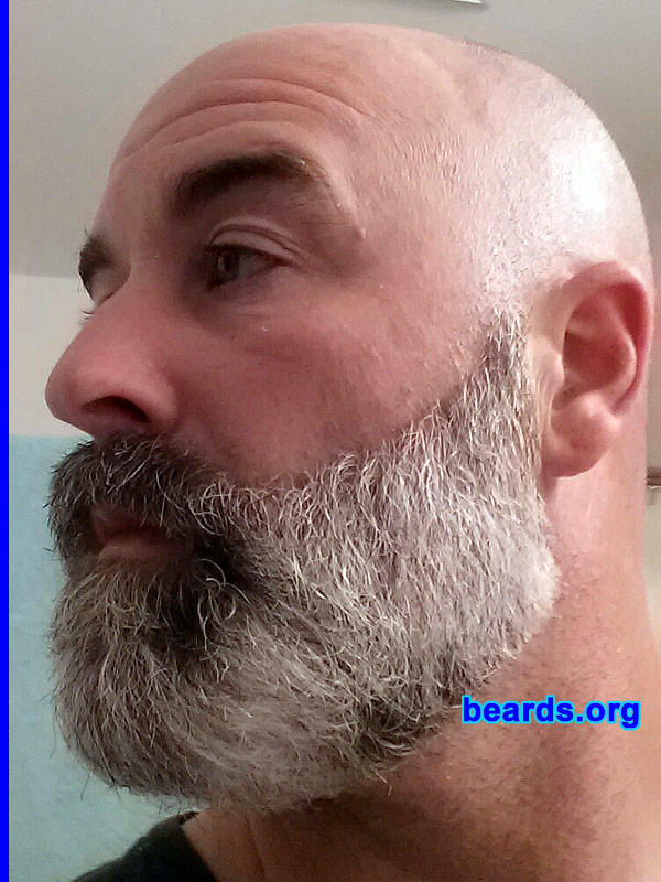 Michael J.
Bearded since: 1992. I am a dedicated, permanent beard grower.

Comments:
I have had some sort of facial hair since I was fourteen years old. I started growing a goatee at around twenty-one.  Have had that ever since. I grow a full beard every once in awhile and keep it for a few months at a time.

How do I feel about my beard? I love that I'm able to grow a nice full beard. I do wish however it weren't as gray as it is.  But what are you gonna do?
Keywords: full_beard
