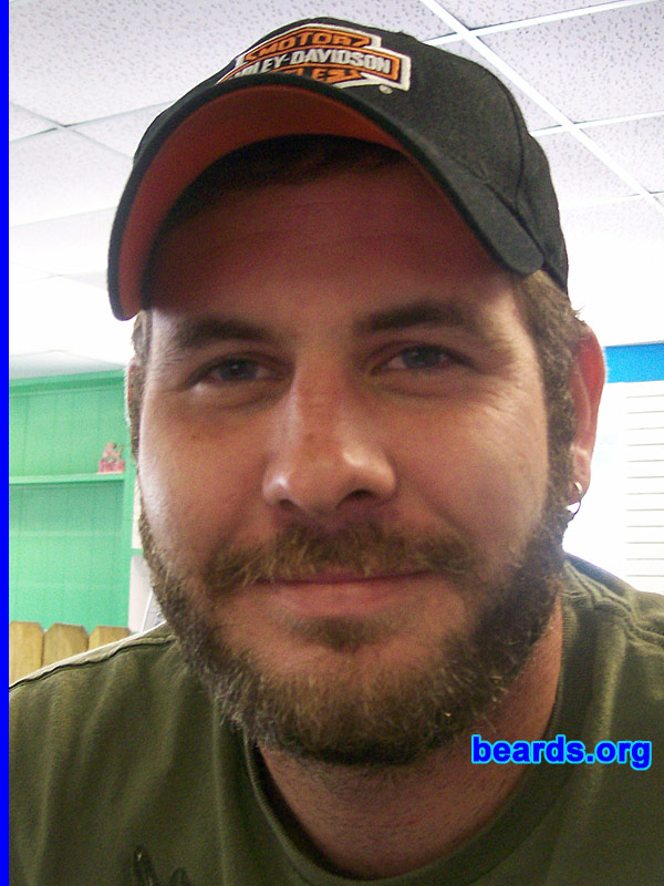 Ryan A.
Bearded since: 2008.  I am an experimental beard grower.

Comments:
I grew my beard because I was suffering from post military syndrome...decided to boycott shaving!!

How do I feel about my beard?  Love IT!!  It's three weeks old and growing...
Keywords: full_beard