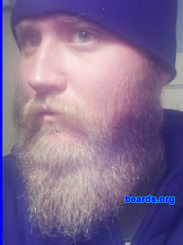 Tyler
Bearded since: 2011. I am an experimental beard grower.

Comments:
I've always had the "chinstrap" beard or a goatee, but I felt I needed to commit to something a little more aggressive.

How do I feel about my beard? I love it... Though I've been close to giving up on it a couple times this past month, once it goes through its difficult phases, it's so magnificent that I kick myself for even thinking of getting rid of it.
Keywords: full_beard