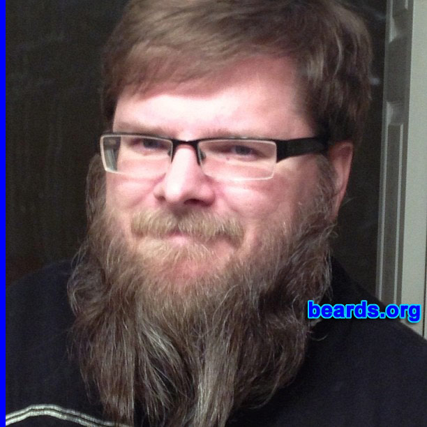 Gerald B.
Bearded since: Sept 2012. I am a dedicated, permanent beard grower.

Comments:
Why did I grow my beard? I wanted change. I met a musician, Hank Bentley, that had a really cool beard and I wanted to try and grow one.

How do I feel about my beard? Love it.  Just wish it were straighter.
Keywords: full_beard