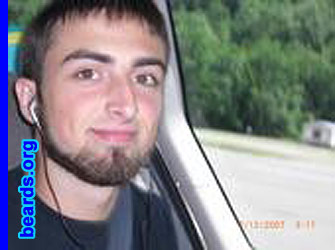 Justin W.
Bearded since: 2002.  I am a dedicated, permanent beard grower.

Comments:
I grew my beard because I have always wanted one.  I tried many different styles.  I love my beard and making it different!!

How do I feel about my beard?  It's nice.  Just made it a bit different, so now I'm just going to grow it out!!
Keywords: chin_curtain