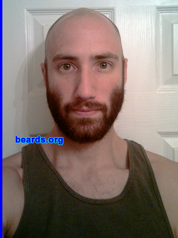 B.H.
B.H.
Bearded since: 2010. I am a dedicated, permanent beard grower.

Comments:
I grew a beard simply because I had grown almost everything else since I was eighteen. It was predestined actually. I have extremely sensitive skin; terrible breakouts and razor burn if a razor even touched my face, bad for days upon end. I have had to use an electric razor ever since I discovered this. I became lazier as time went on and kept going longer without trimming my facial hair. Eventually it had been two weeks (oops!) and one of my colleagues said I looked great with a beard. I thought, might as well try. So I did. I kept it for six weeks and liked it well enough, nothing amazing. I shaved it off due to boredom, yet soon realized I missed it! I felt different suddenly, like I was missing something, my beard! I soon came to realize it was meant to be. I needed a beard again. I began growing it eight weeks ago and grow even more in love with it daily. I am certainly a dedicated beard man now.

How do I feel about my beard? I feel like my beard is supposed to be there. I adore it and love taking care of it. Since I can't have hair on my head, it is really great to have it on my face. One of the highlights of my year, discovering this fact. I plan on growing my beard fuller and longer. I will see where it goes from there.

UPDATE: After having to shave for a project, I started growing the beard again.  This photo is at five weeks of new growth.
Keywords: full_beard