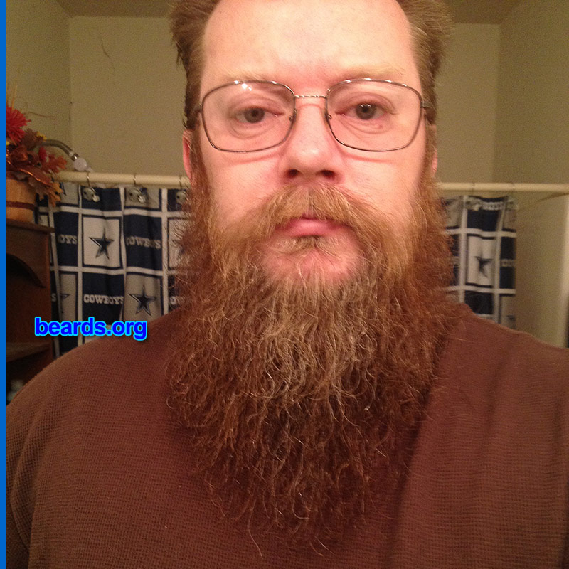 Billy
Bearded since: 2013. I am a dedicated, permanent beard grower.

Comments:
Why did I grow my beard? I have physical health problems. At one point I couldn't hold a razor to shave around my goatee due to pain. Well the beard grew out and I found I liked it and started to let grow. It is very handy on cold windy days. Lol.
How: I like it just wish I could get all of it full. 
Keywords: full_beard