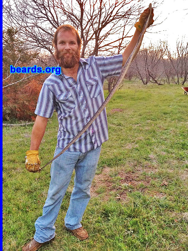 Curtis H.
Bearded since: 2011. I am an experimental beard grower.

Comments:
Why did I grow my beard? It was first a bet from my wife on our wedding day, September 17, 2011. The bet was that I could not grow a beard until Christmas 2011. I made that and continued to grow it into the spring. I shaved and started over at the first of May 2012. Have been growing since then. I am thinking of trying a yeard.

How do I feel about my beard? I love the beard! The best part is not having to shave every day or two as well as the comments that you start getting after a few months.
Keywords: full_beard