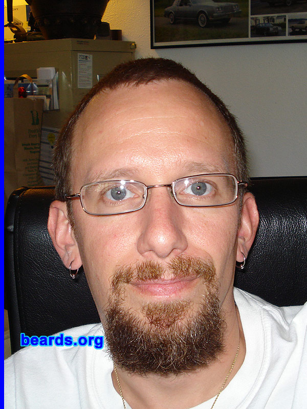Jayson
Bearded since: 2010.  I am an occasional or seasonal beard grower.

Comments:
I grew my beard because I felt like I could grow a beard that would look good on me and fit my personality. I've enjoyed the experiment and definitely plan on having one seasonally, if not more often. I do have problems with mine growing curly or wavy.  Then it's often difficult to control. It's also rather thin on the sides.

How do I feel about my beard? I like the way it looks and feels. I've noticed I seem to be getting treated with more respect with a beard. Sometimes I'd really like for it to be thicker and the hair straighter. I first tried an extended goatee with mustache but the extended part of the goatee wasn't thick enough.
Keywords: goatee_mustache