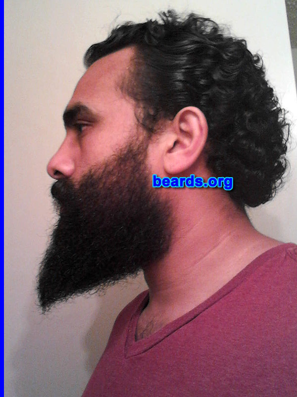 Johnny
Bearded since: 2012.  I am a dedicated, permanent beard grower.

Comments:
Why did I grow my beard? Simply enough, I got tired of shaving and lining up a goatee. Plus it looks pretty tight. And of course, because we can. I am now a dedicated beard bearer.

How do I feel about my beard?: Well... Been growing it since January 17th, 2013 and this is the second time I've grown it out. Used to keep a goatee. Personally, full beard is the way to go. However, being from Central America, I do often get mistaken for other nationalities. Some can.  Most can't.
Keywords: full_beard