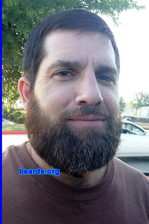 Kevin
Bearded since: 2011. I am a dedicated, permanent beard grower.

Comments:
I grew my beard to blend in with the landscape while serving in Afghanistan. The wife loves it and hopes to see it grow much longer.

How do I feel about my beard? I wish the gray hairs were not there, but hey I earned them. Society must understand that not everyone can grow a full beard. One thing is for sure, a beard is like a set of deer antlers; the bigger the more impressive!
Keywords: full_beard