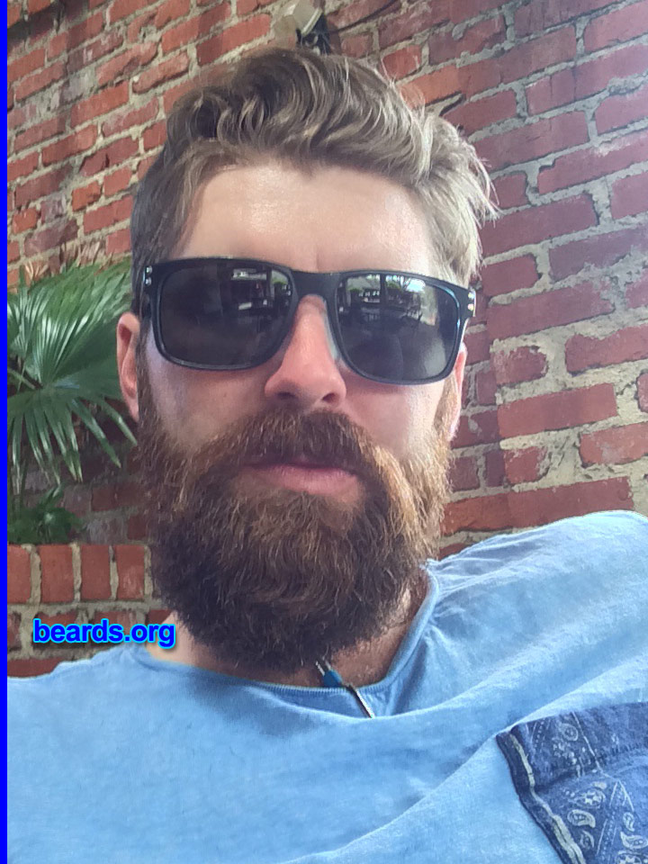 Mitch B.
Bearded since: 2014.  I am an experimental beard grower.

Comments:
Why did I grow my beard? I was on the road a lot traveling and I saved time by not shaving

How do I feel about my beard? I love my beard
Keywords: full_beard