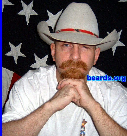 Rick M.
Bearded since: 1982.  I am a dedicated, permanent beard grower.

Comments:
I have always had facial hair of one kind or another. Clean shaven I just look weird.
 
How do I feel about my beard? Would not give it up for any job.
Keywords: goatee_mustache