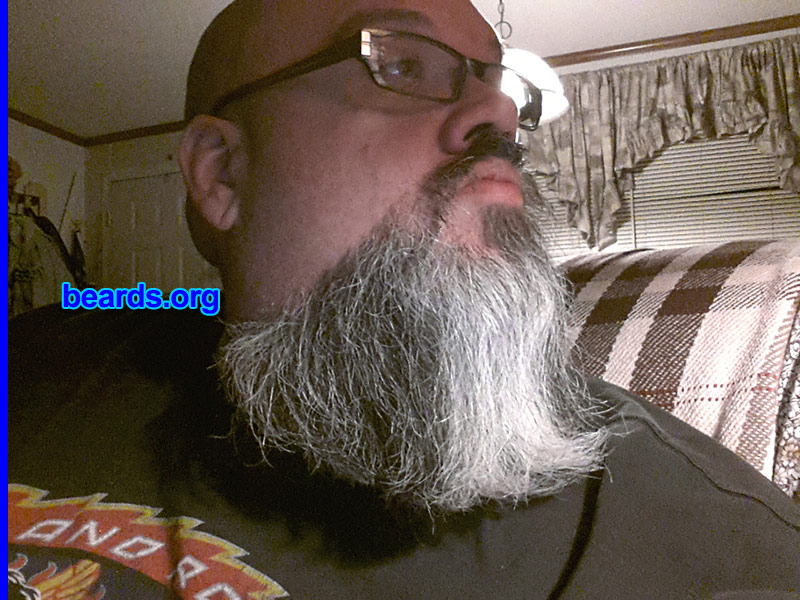 Tiny Smith
Bearded since: 2013. I am a dedicated, permanent beard grower.

Comments:
Why did I grow my beard? I like it and it keeps my neck warm in the winter and cool in the summer.

How do I feel about my beard? Great.
Keywords: goatee_mustache