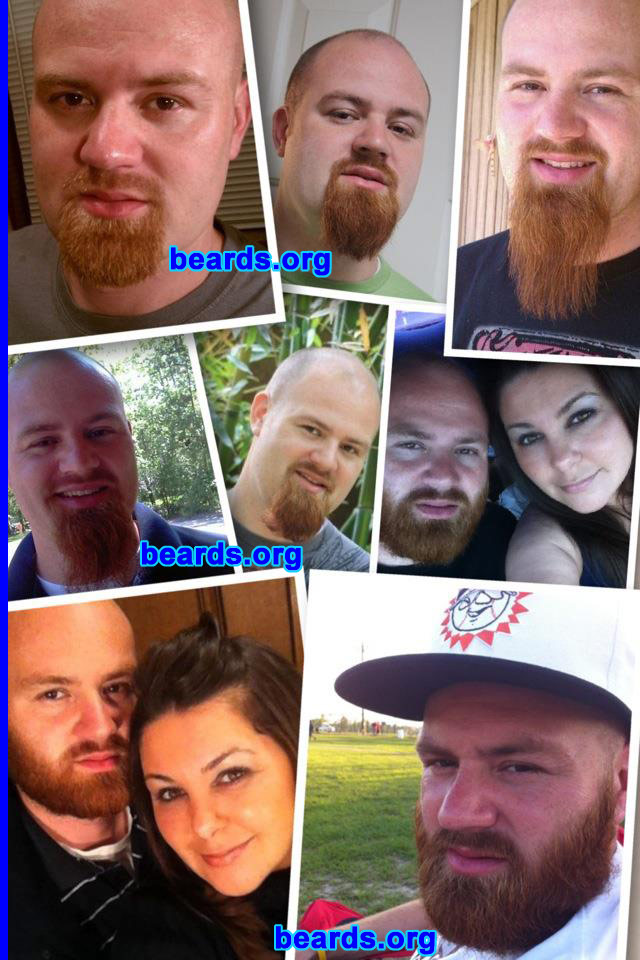 Will H.
Bearded since: 2011. I am a dedicated, permanent beard grower.

Comments:
I started out with a baby face, but as I got older and lost my hair I thought I would make up for it with a goatee. Last year my wife and I were joking around about me growing a full beard like my dad since I was on vacation.  So about eight months ago I started and haven't stopped. We went through a few stages of long goatee, short full beard, etc. but people love the red and how big it is and we are always drawing attention, especially since we live in a small country town. It's always funny when people ask if I wash it and it's usually always the first thing someone asks about when they meet me. It's been an ongoing joke at my job and with family, but I am seeing just how long I can get it.

How do I feel about my beard? I love my beard full. At times it itches and drives me crazy, but overall I like having it. With age I am looking more and more like my dad, who also has a full beard, but only during certain months. I enjoy that it makes me stand out in a crowd and different than everyone else.
Keywords: full_beard