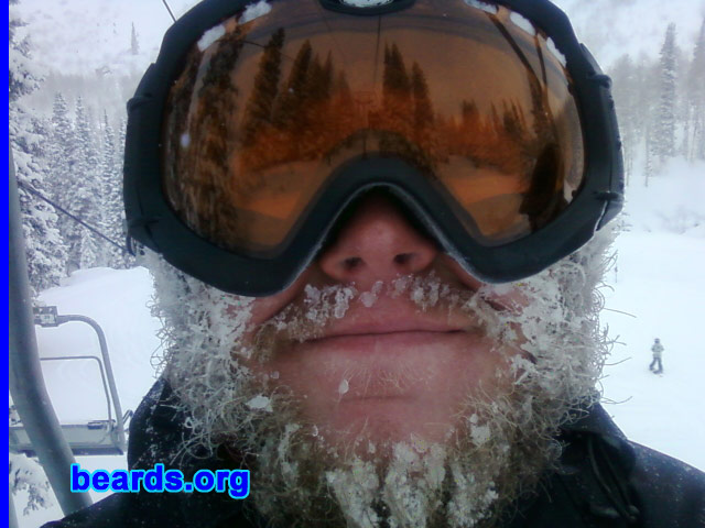 Blayde M.
Bearded since: 2012. I am an occasional or seasonal beard grower.

Comments:
I grew my beard to keep warm in the Utah powder.

How do I feel about my beard? It's getting better every year. I enjoy all the different colors in it. Once the mustache gets stronger it will be complete.
Keywords: full_beard