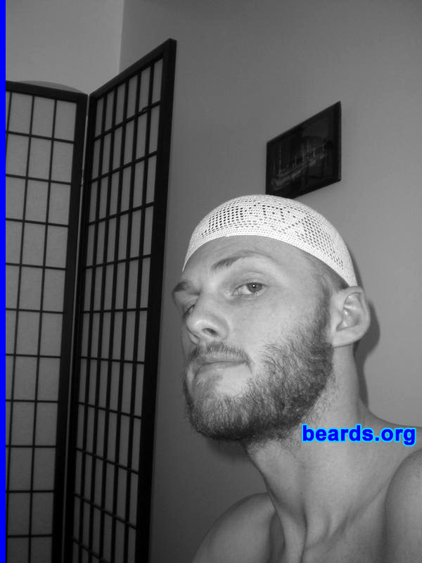 Geoffrey C.
Bearded since: 2006.  I am a dedicated, permanent beard grower.

Comments:
Why did I grow my beard? Several reasons! I have always cherished body hair and the beard is the best part because it adds character. The beard is highly respected by Islam and that I am grateful. In all, it is handsome and attractive.

How do I feel about my beard? I love it. I do wish it was thicker and slightly fuller.  However, I am sure that will happen over time (considering I am only twenty-three years old).
Keywords: full_beard