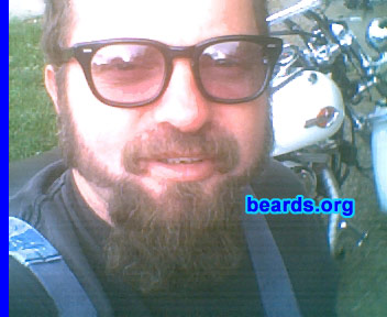 Joaquin F.
Bearded since: 2005.  I am an experimental beard grower.

Comments:
I grew my beard because I used to enjoy having the wind blowing through my long hair on top of my head (while riding my motorcycle)... Now that I'm balding, I ride with my chin high!

How do I feel about my beard? What my wife likes makes me happy.
Keywords: goatee_mustache