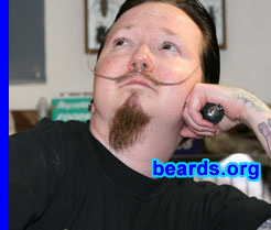 Bryan
Bearded since: 2006.  I am a dedicated, permanent beard grower.

Comments:
I grew my beard because it just suits my style.

How do I feel about my beard?  I like the way it can bring smiles to a lot of people.
Keywords: goatee_mustache