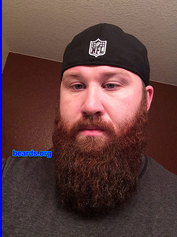 Cody C.
Bearded since: 2006. I am a dedicated, permanent beard grower.

Comments:
Why did I grow my beard? Back in high school I had to shave every day for football and wrestling. So when I got out I decided to grow a beard!! Liked it so much I never wanted to shave it!

How do I feel about my beard? I feel great about it! Good. All full, no patches.  When it is shorter, it does curl a bit on my sideburns. Makes it a little hard to shape at times. All in all, I'm happy with it!
Keywords: full_beard