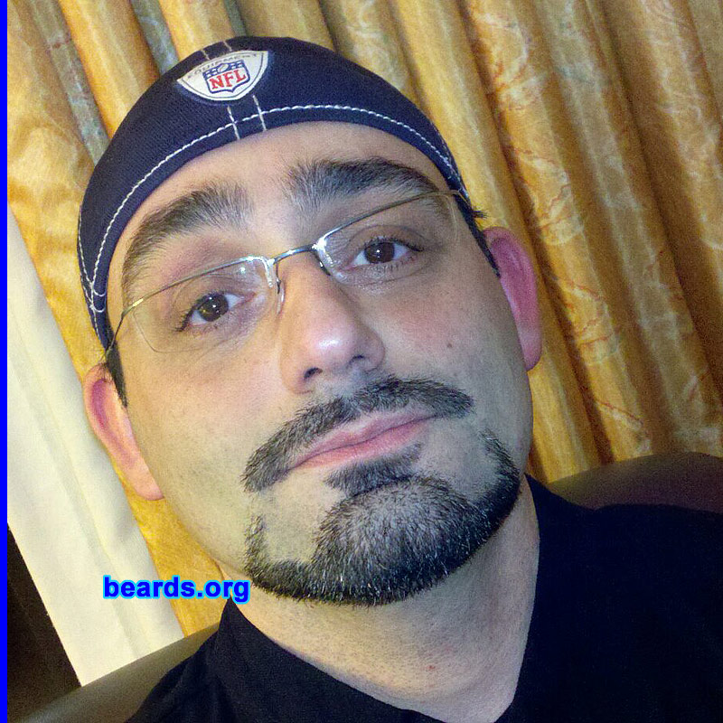 George
Bearded since: 2011. I am an experimental beard grower.

Comments:
I grew my beard because the wife challenged me.

How do I feel about my beard? It has become more popular than me. I try not to be jealous.
Keywords: goatee_mustache