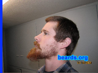 Jordan
Bearded since: 2006.  I am a dedicated, permanent beard grower.

Comments:
I grew my beard because I can.  And I am the only on one in my family who dares to just let it grow.

How do I feel about my beard?  Awesome! Red beards rock and roll.
Keywords: full_beard