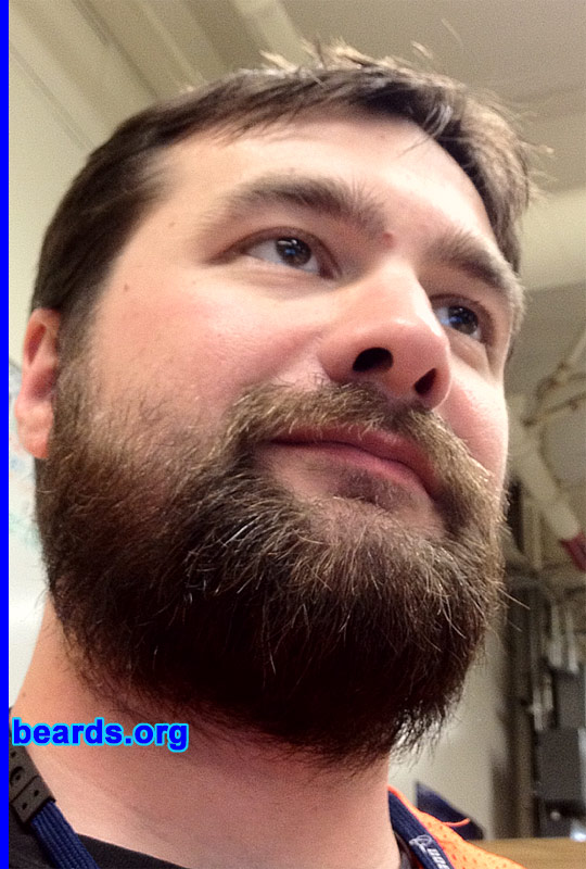 Kyle M.
Bearded since: 2012. I am a dedicated, permanent beard grower.

Comments:
I have always had some sort of fuzz. I tried a full beard a year ago and have trimmed it here and there. Last time my face was clean shaven was for my wife's birthday in May.

How do I feel about my beard? I like it. ...just not the wild whiskers and bad beard hair days.
Keywords: full_beard