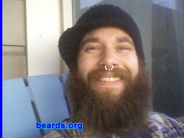 Sterling
Bearded since: November 2010. I am an experimental beard grower.

Comments:
My beard started as a gentlemen's bet with me and my band mates that I couldn't keep my beard for a year.  Then I fell in love with it and don't think I will get rid of it anytime soon.

How do I feel about my beard? Love it!
Keywords: full_beard