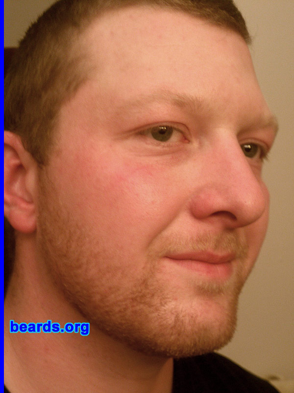 Jonathan
Bearded since: 2011. I am an experimental beard grower.

Comments:
I was seeking a professional, yet rugged look for facial hair and my goatee was not what I was looking for. I work in a butcher shop.  So a beard is acceptable, but I needed to maintain it well as I deal with a lot of people on a daily basis.

How do I feel about my beard? I am really thinking I may become a lifetime beard man. I started a full beard eight days ago.  It is already becoming addicting and a source of pride.
Keywords: stubble full_beard