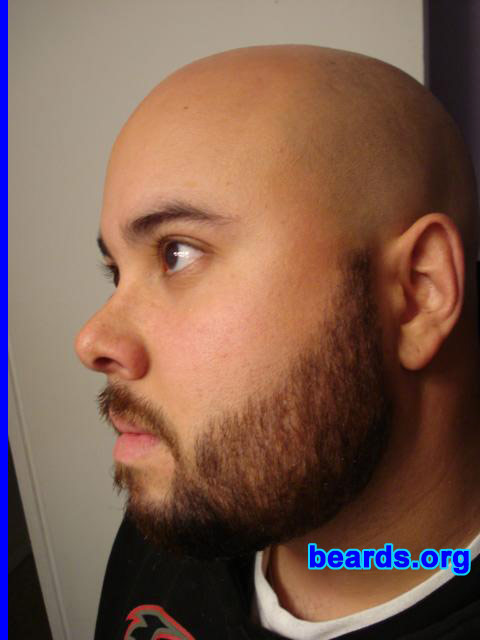 Manny O.
Bearded since: 2008.  I am an occasional or seasonal beard grower.

Comments:
I grew my beard because I work in an automotive service department with no heat. If you are familiar with Wisconsin winters, they are COLD. So I grow a beard in winter to keep my face warm, and it works!

How do I feel about my beard?  The first couple of times that I tried to grow a beard, it came out thin. That was mostly because I was impatient and would try to shape it within the first week. This time however, I did not touch it for about four weeks and it turned out great. I've taken quite the liking to it and now I'm considering keeping it year round.
Keywords: full_beard